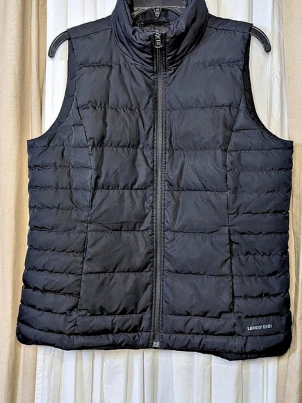 Lands' End Women's 600 Fill Power Down Puffer Vest Black Quilted Puffer Vest